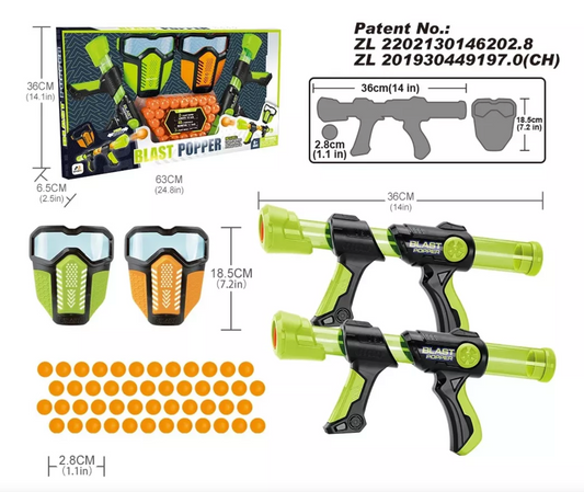 Juguete Pistola De Pelotas 2 Caretas 2 Pistolas Y 48 Pelotas