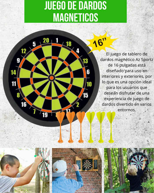 Juego de Diana magnética de 16 pulgadas con 6 dardos