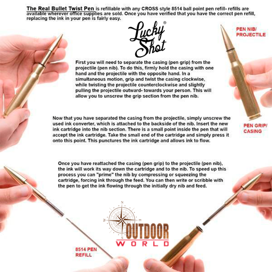 LSPT-50BP / 50 Caliber Real Bullet Twist Pen in Brass