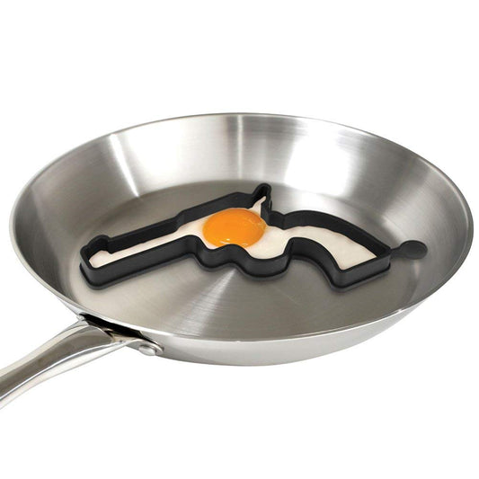 #CBG-1006 Caliber Gourmet Fired Eggs Egg Mold, shaped like a gun, 100% silicone, blac