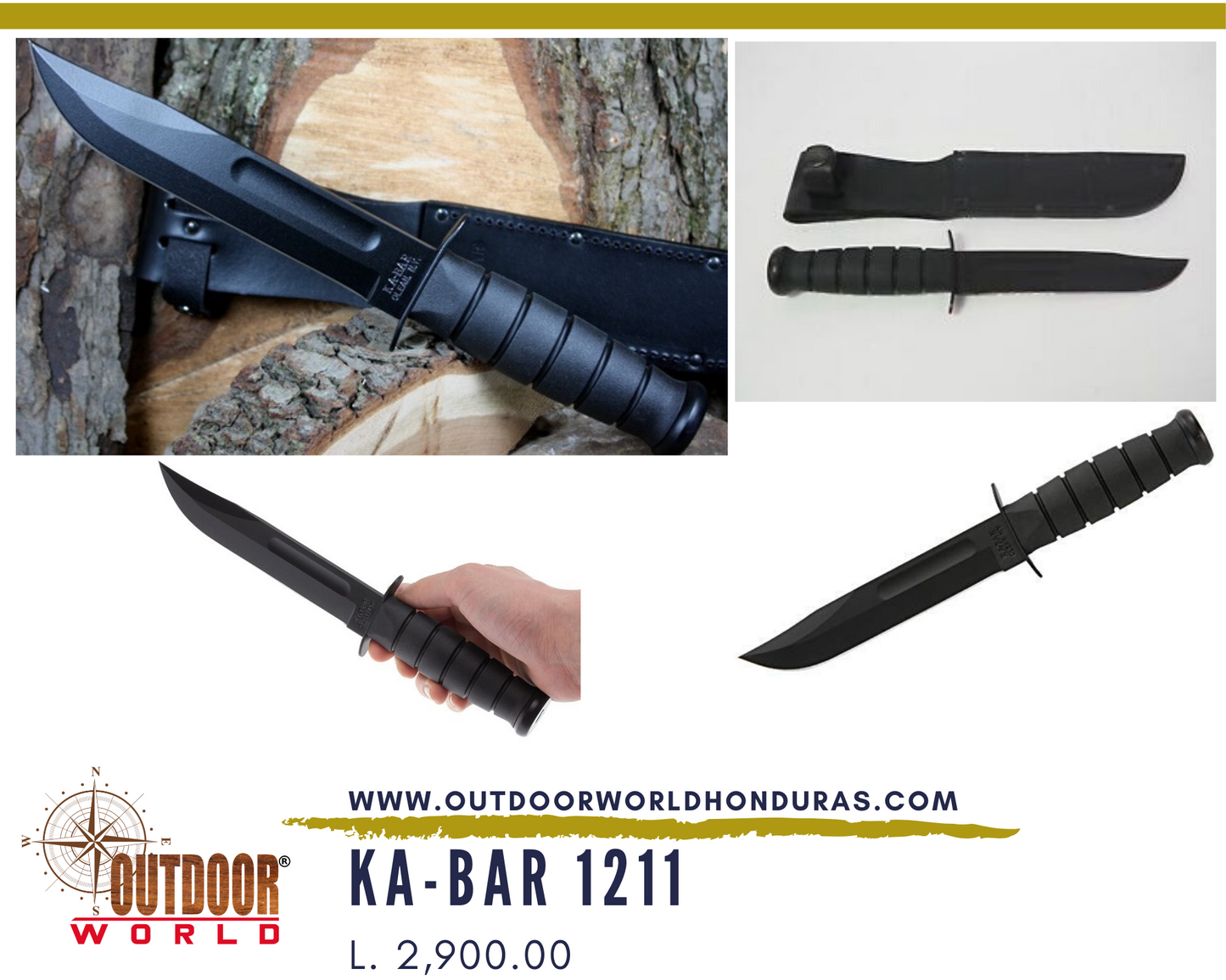 KA-BAR 1211 Blk Fighting Cuchillo con vaina