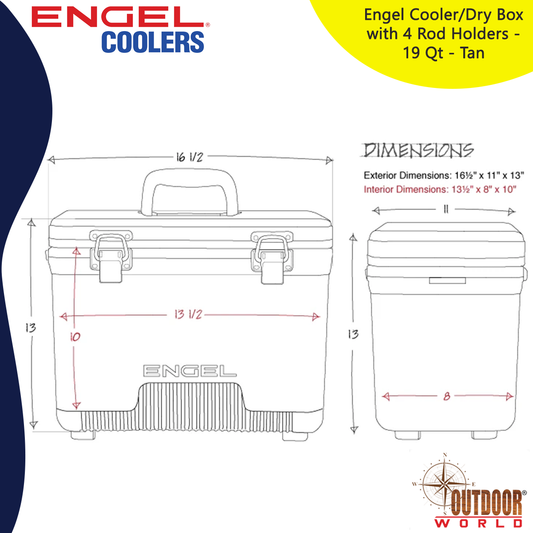 UC19T-RH | Engel Cooler/Dry Box with 4 Rod Holders - 19 Qt