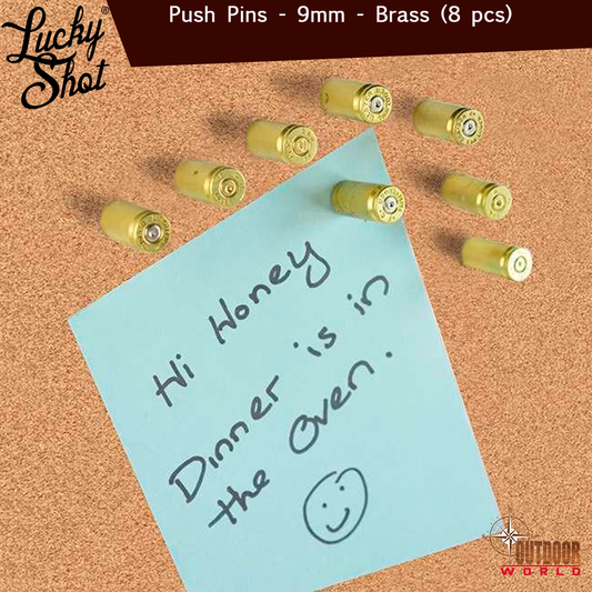 LSPP-9b / 9MM Bullet Push Pins (Pack of 8)-Brass