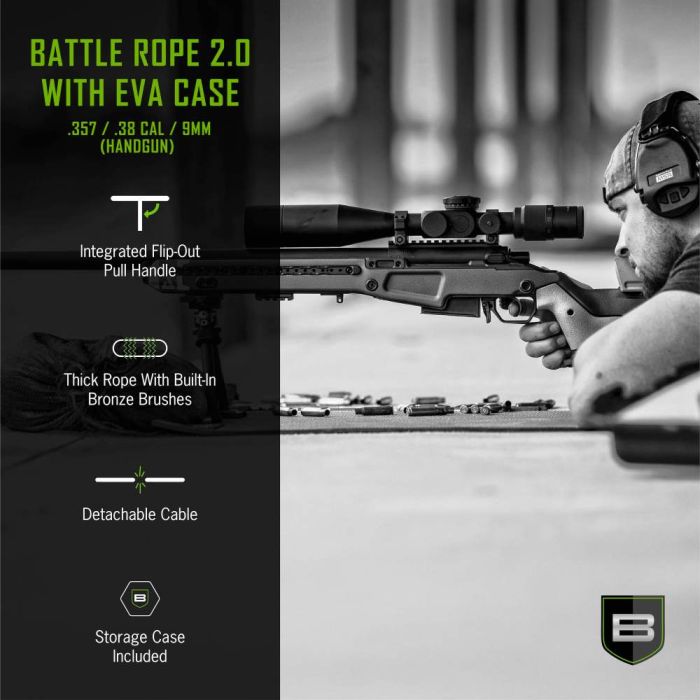 Breakthrough Clean Technologies Handgun Battle Rope 2.0 w/ EVA Case, .35, .38 Caliber & 9mm, Multi-Color