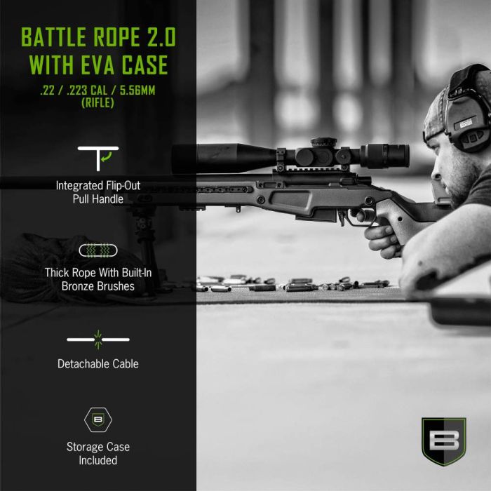 Breakthrough Clean Technologies Handgun/Rifle Battle Rope 2.0 w/ EVA Case, .22, .223 Caliber & 5.56mm, Multi-Color