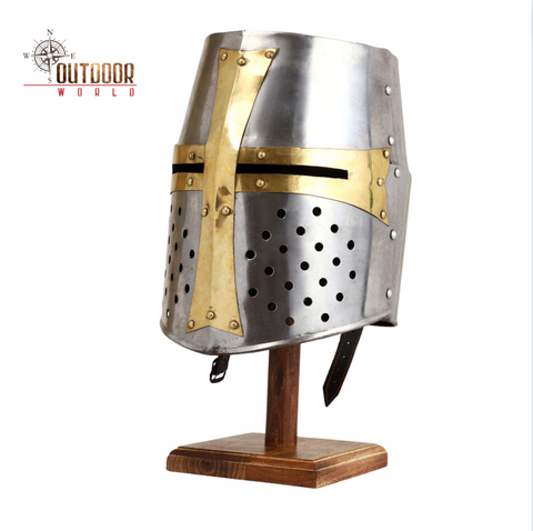 Medieval Warrior Templar Brass Crusader Helmet Knights Helmet