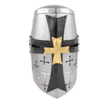 Great Helm with Darkened Steel and Brass Cross