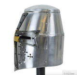 Great Helm with Darkened Steel and Brass Cross