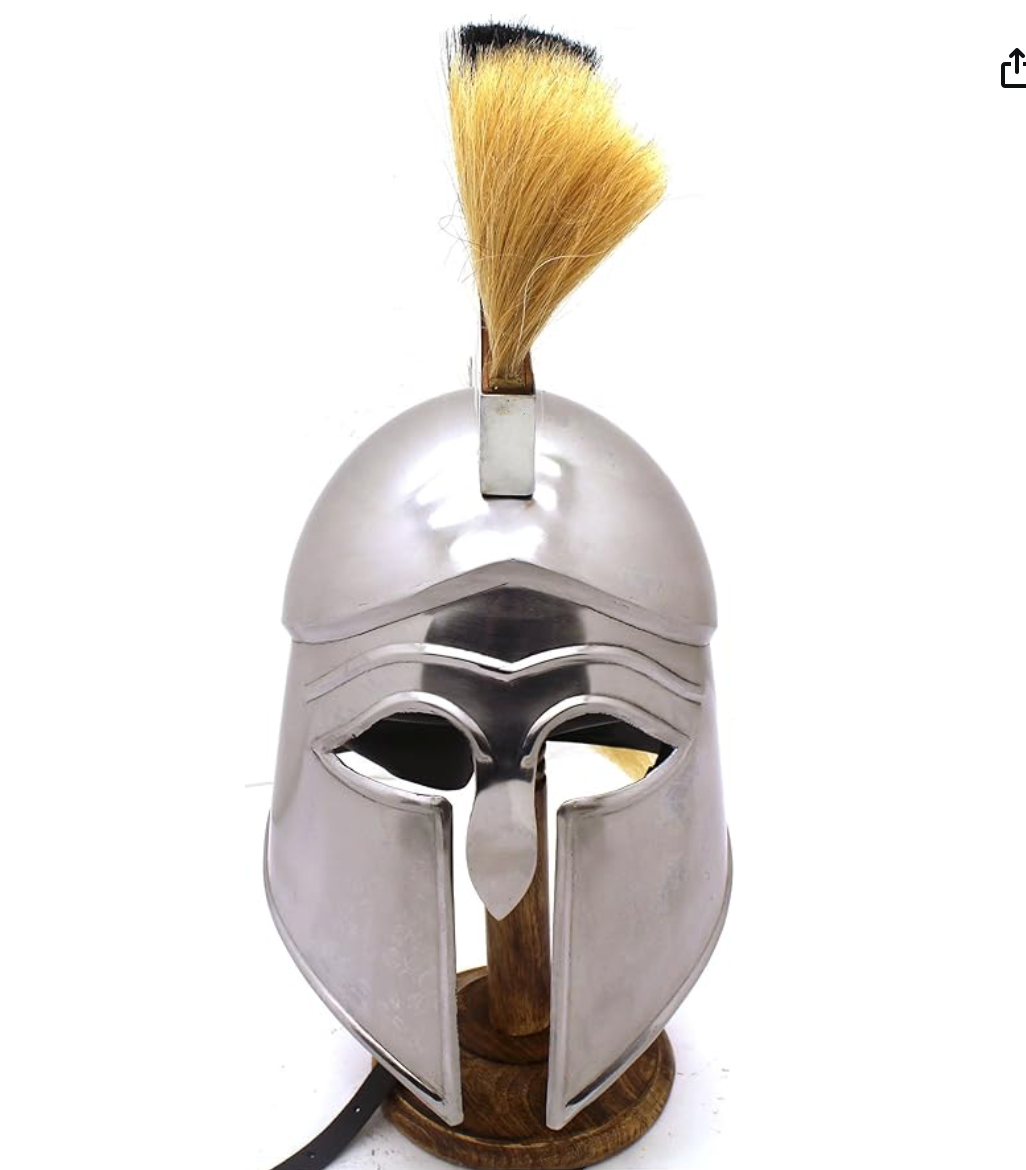 18G Steel Greek Corinthian Armor Helmet w/Plume