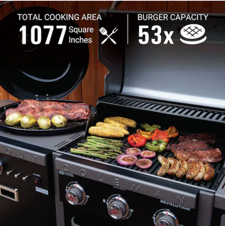 Revolution Dual Fuel 2-in-1 Combination 45,000 BTU 3-Burner Gas Grill and Charcoal Kettle Grill