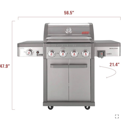 Revolution 4-Burner Gas BBQ Grill with Side Burner