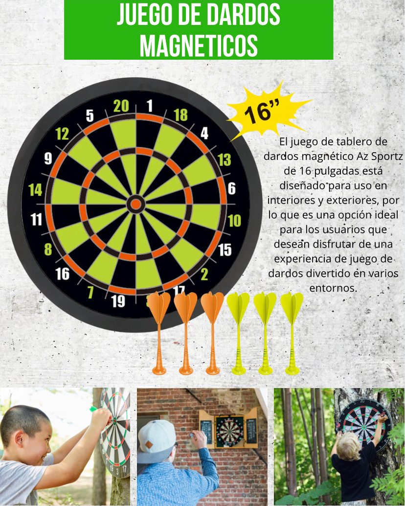 Juego de Diana magnética de 16 pulgadas con 6 dardos