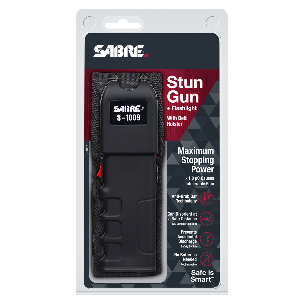 STUN GUN + FLASHLIGHT & Anti-Grab Bar Technology