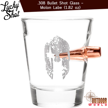 LSBSG-ML / .308 Bullet Shot Glass – Molon Labe (1.82 oz)