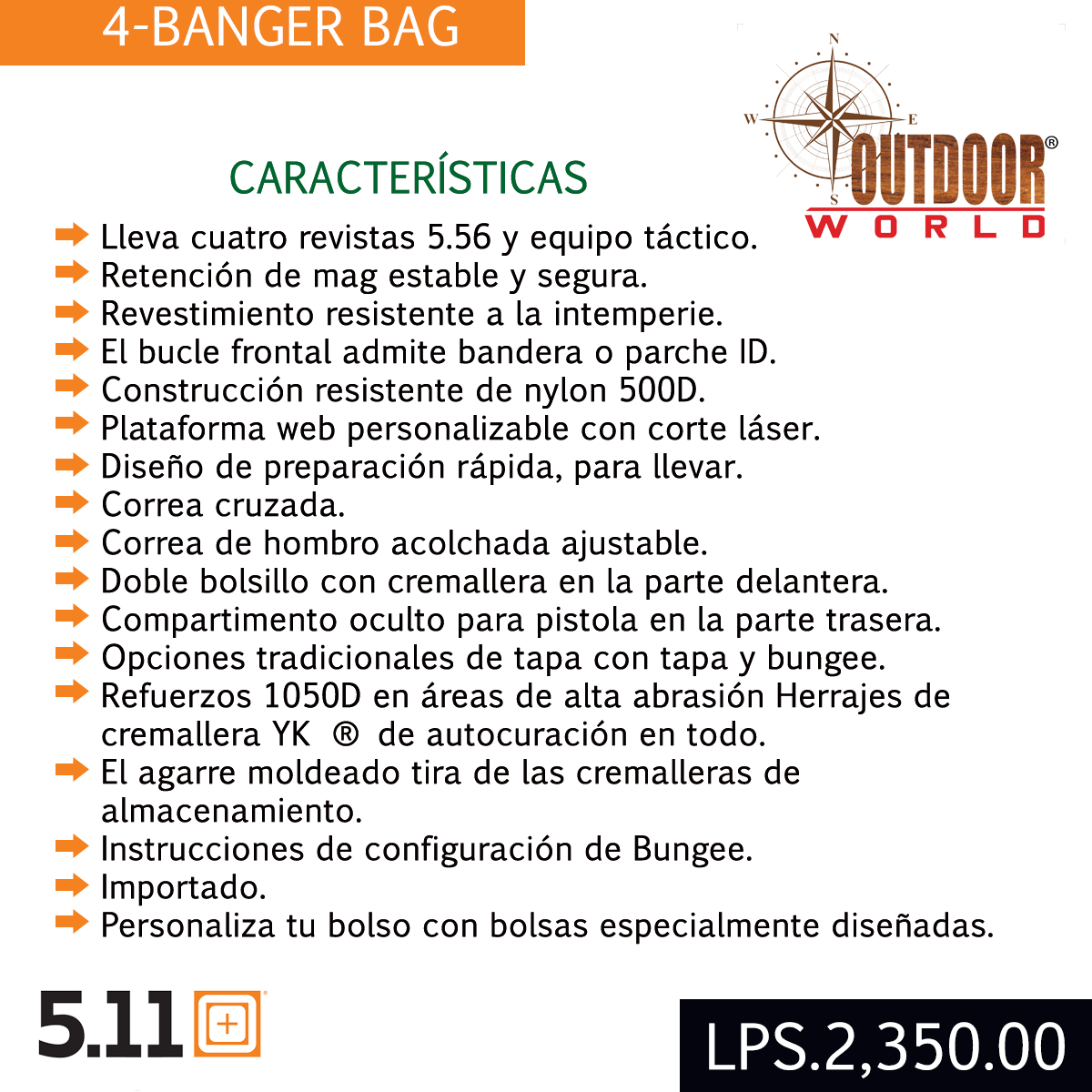 5.11 Tactical #56181 4-BANGER BAG 5L