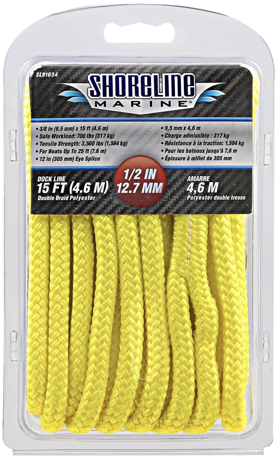 Shoreline Marine #SL91634 Double Braid Polyester Dock Line