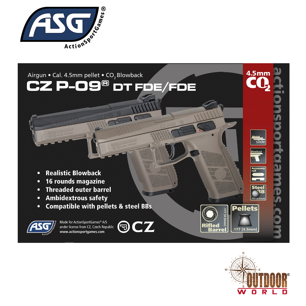 CZ P-09 AIRGUN PELLETS - BB CAL.177 ( 4.5 MM) 