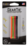 Nite Ize GT3-4PK-A1 Gear Tie Reusable 3-Inch Rubber Twist Tie, Assorted Colors