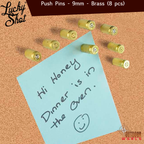 LSPP-9b / 9MM Bullet Push Pins (Pack of 8)-Brass