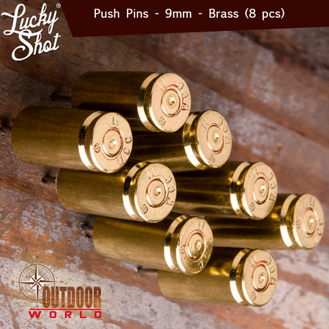 LSPP-9b / 9MM Bullet Push Pins (Pack of 8)-Brass