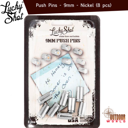 LSPP-9N / 9MM Bullet Push Pins (Pack of 8) - Nickel