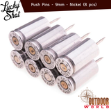 LSPP-9N / 9MM Bullet Push Pins (Pack of 8) - Nickel