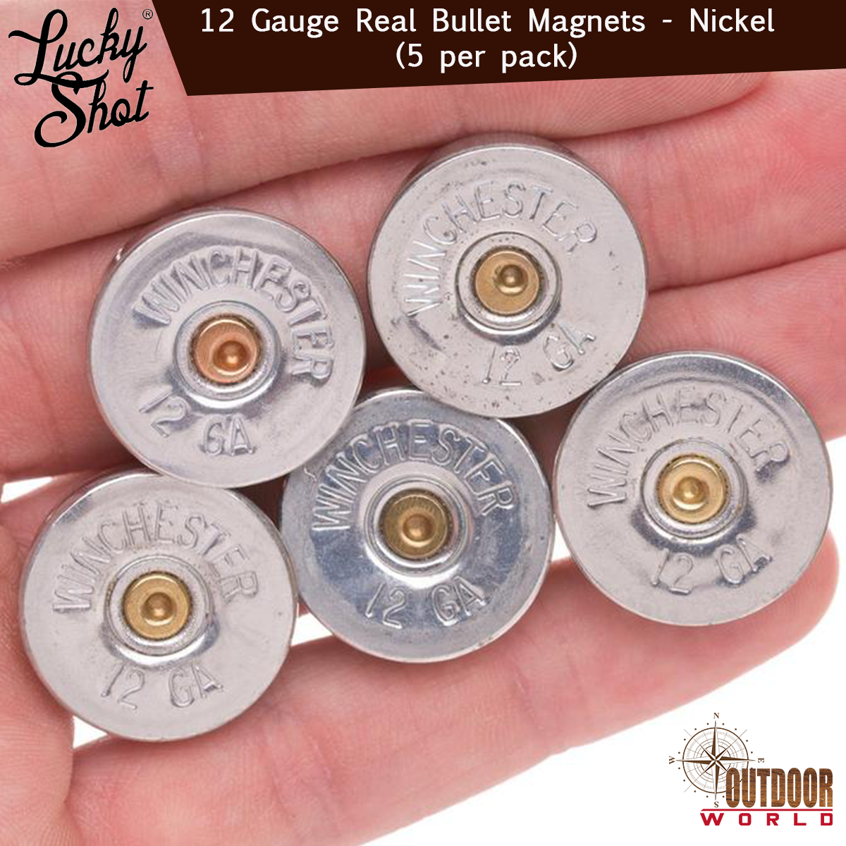 LSM5-12n / 12 Gauge Real Bullet Magnets - Nickel (5 per pack)