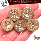 LSM5-12b / 12 Gauge Real Bullet Magnets - Brass (5 per pack)