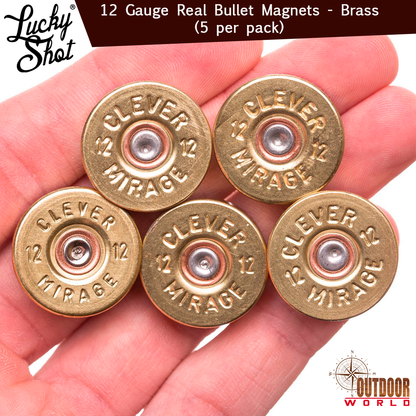 LSM5-12b / 12 Gauge Real Bullet Magnets - Brass (5 per pack)