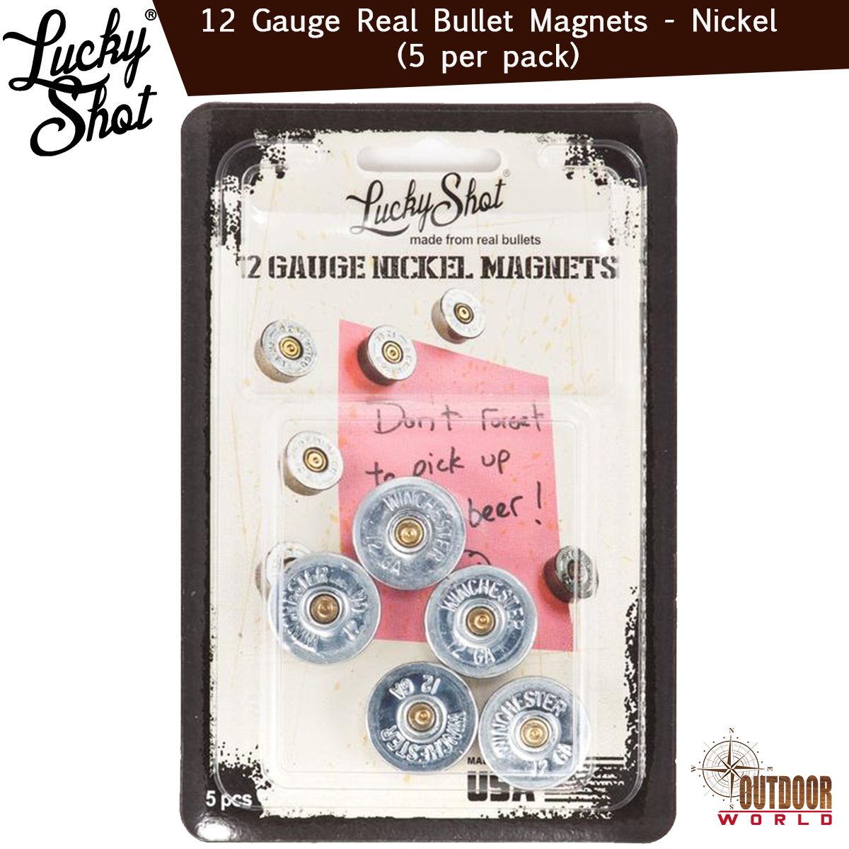 LSM5-12n / 12 Gauge Real Bullet Magnets - Nickel (5 per pack)