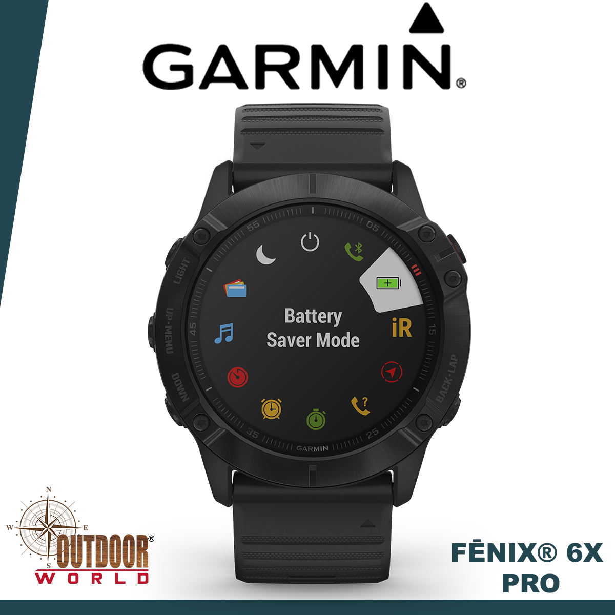 Fēnix® 6X Pro, Black with Black Band 010-02157-00