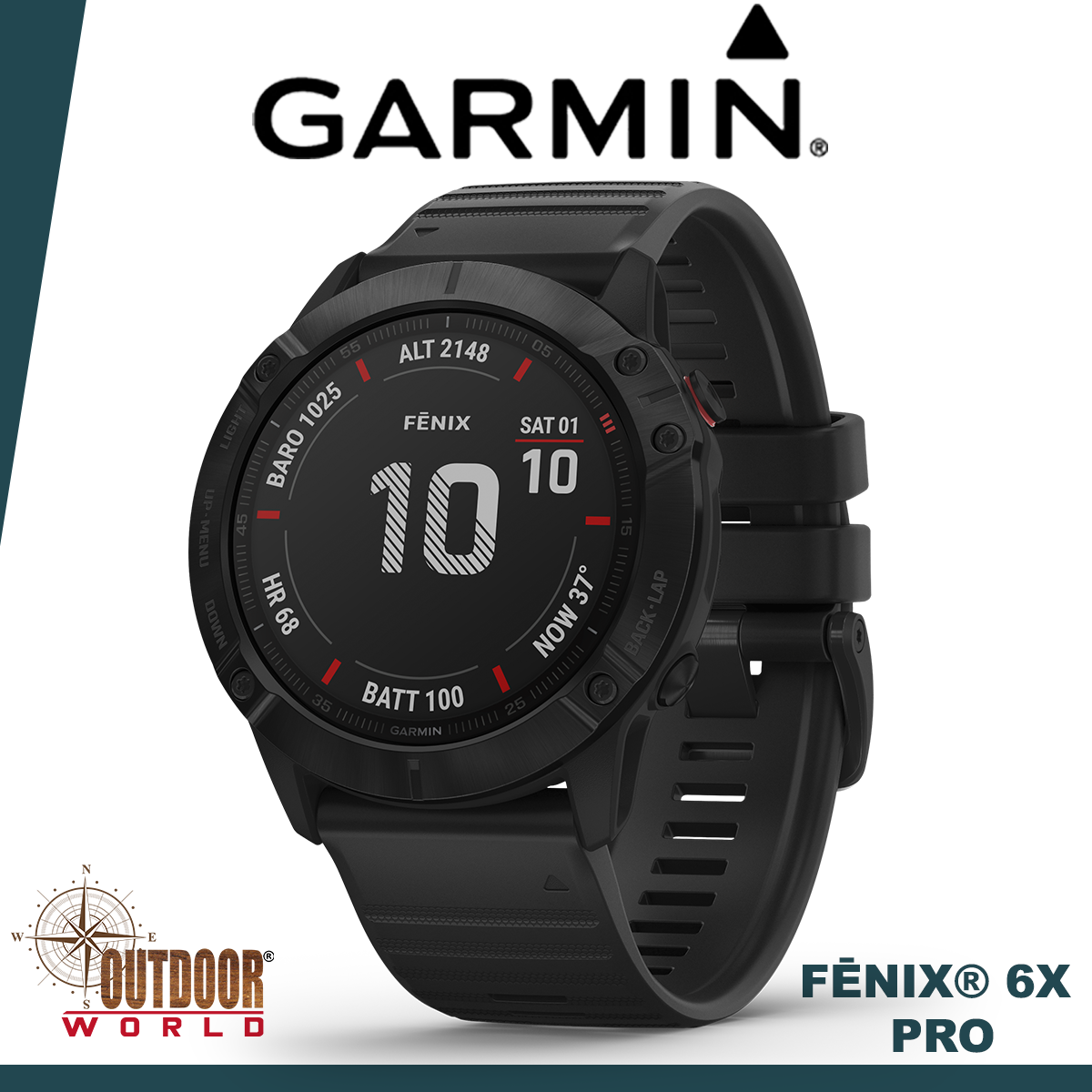 Fēnix® 6X Pro, Black with Black Band 010-02157-00