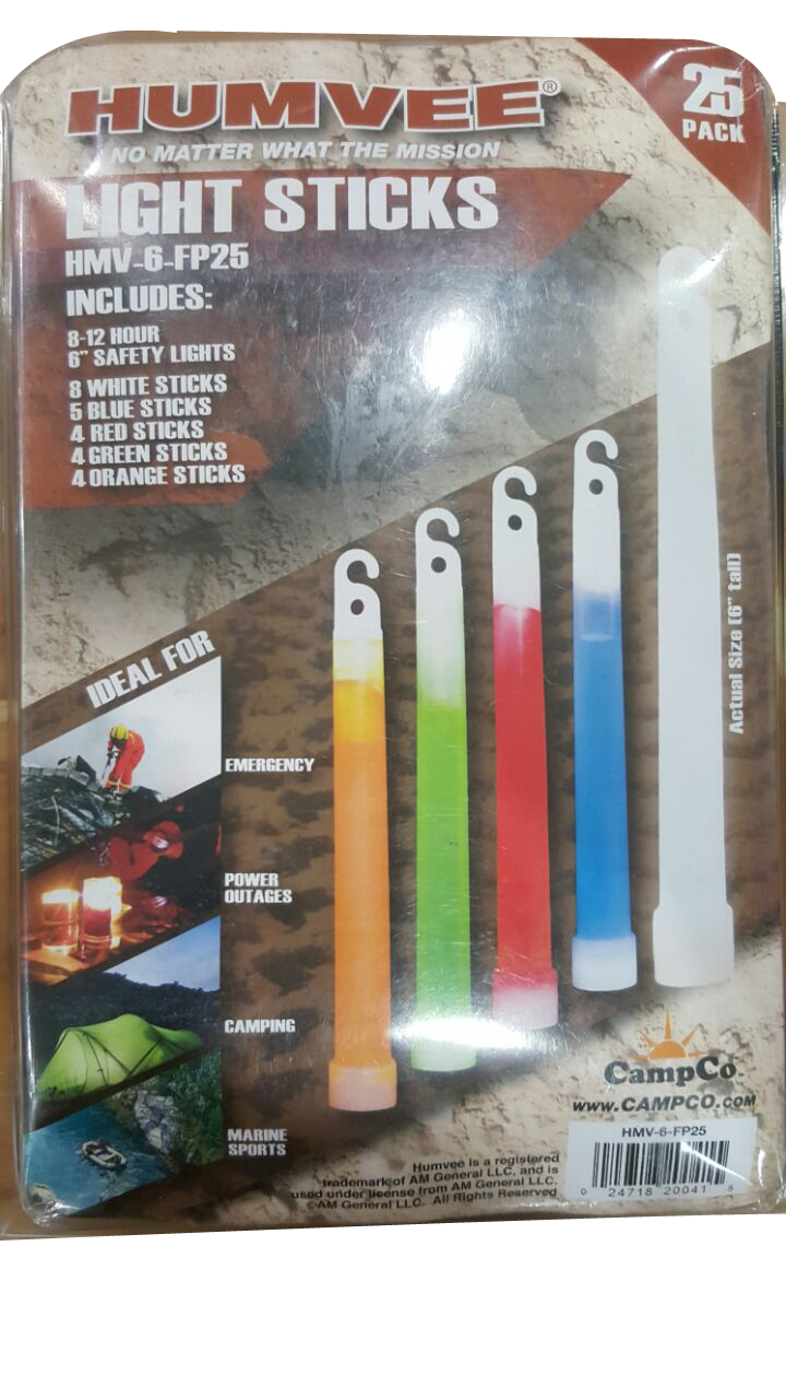 Humvee HMV-6-FP25 Safety Light Sticks 12 Piece Family Pack 6"