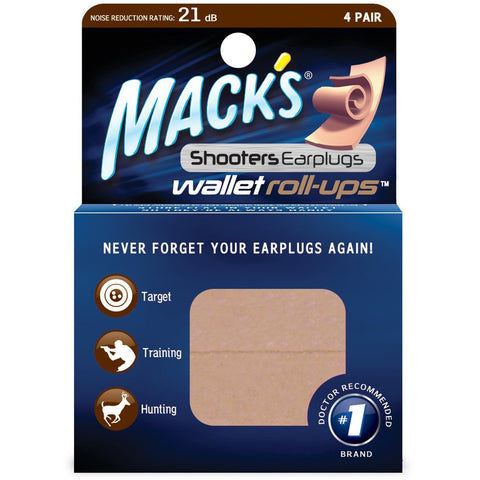 Mack's Shooter's #4498 Earplugs Wallet Roll-ups, 4 Pair